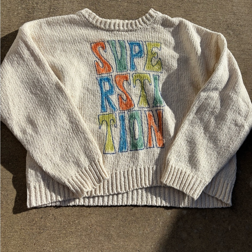 MOTHER Cream Multicolor Graphic Sweater